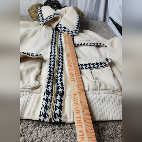 Women's Vintage Cream Hooded Jacket with Houndstooth Trim - Baby Phat - L - Picture 14 of 16